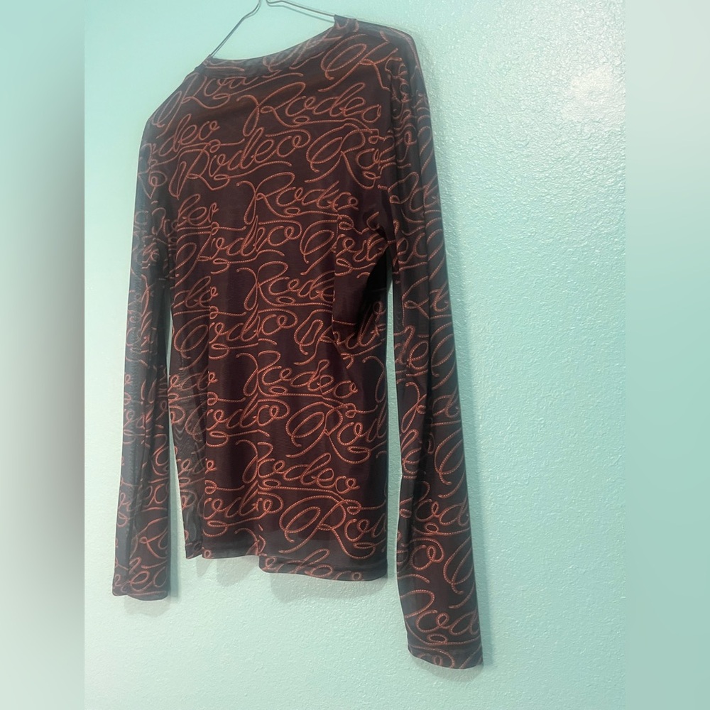 Script Logo Long Sleeve Top in Black & Rust